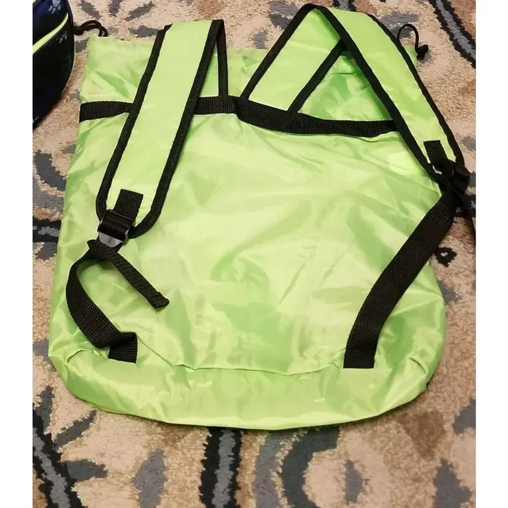 Green and Gray Lightweight Drawstring Backpack with side pockets